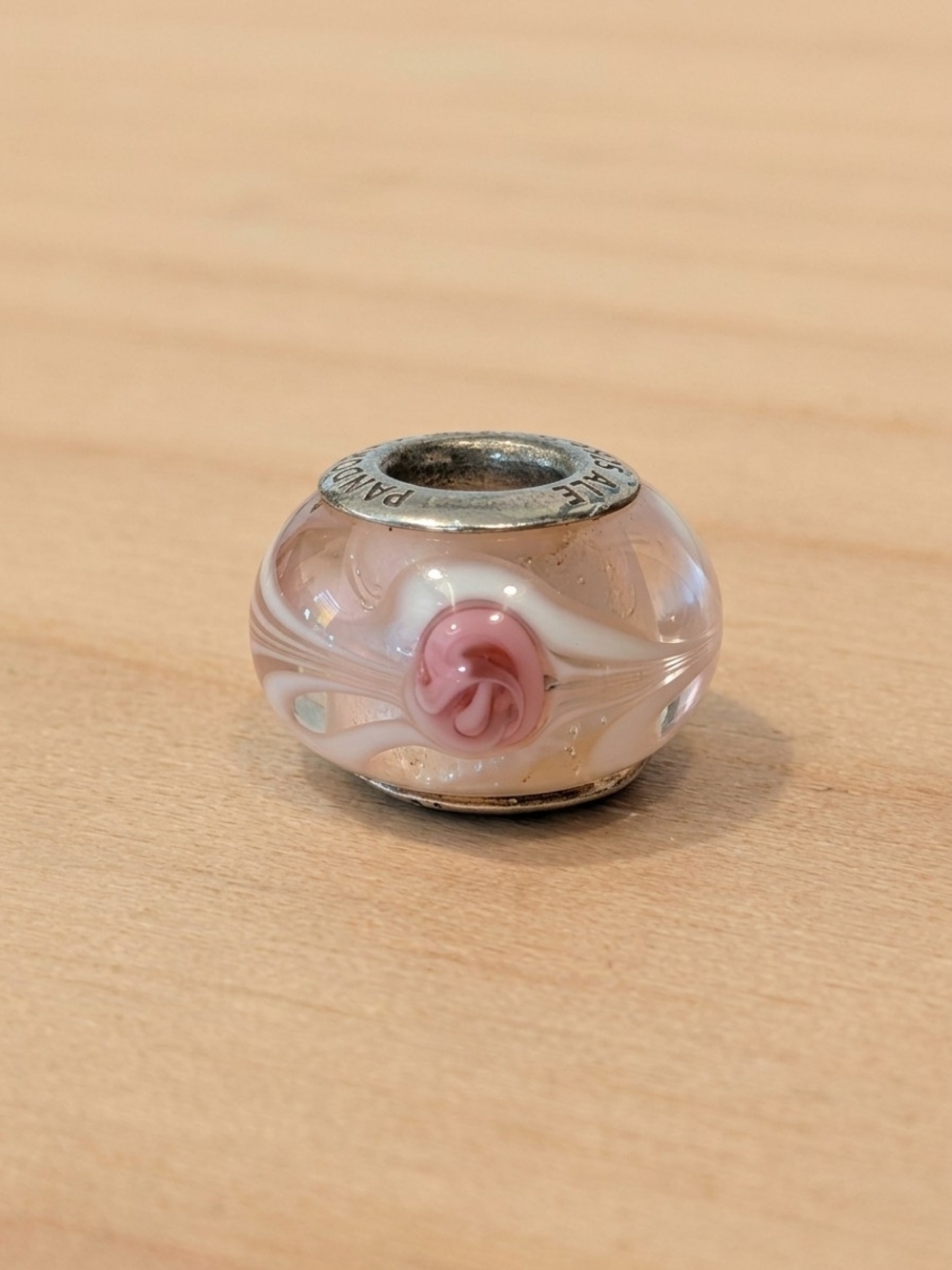 PANDORA Pink Murano Glass Floral Charm Bead